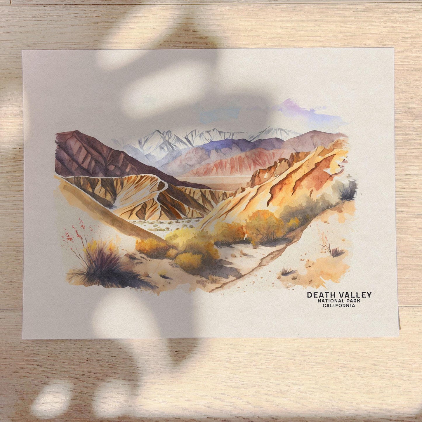 Death Valley National Park Poster, Watercolor Art Travel Poster, California Wall Art, National Park Prints, Travel Gift, Nature Wall Art
