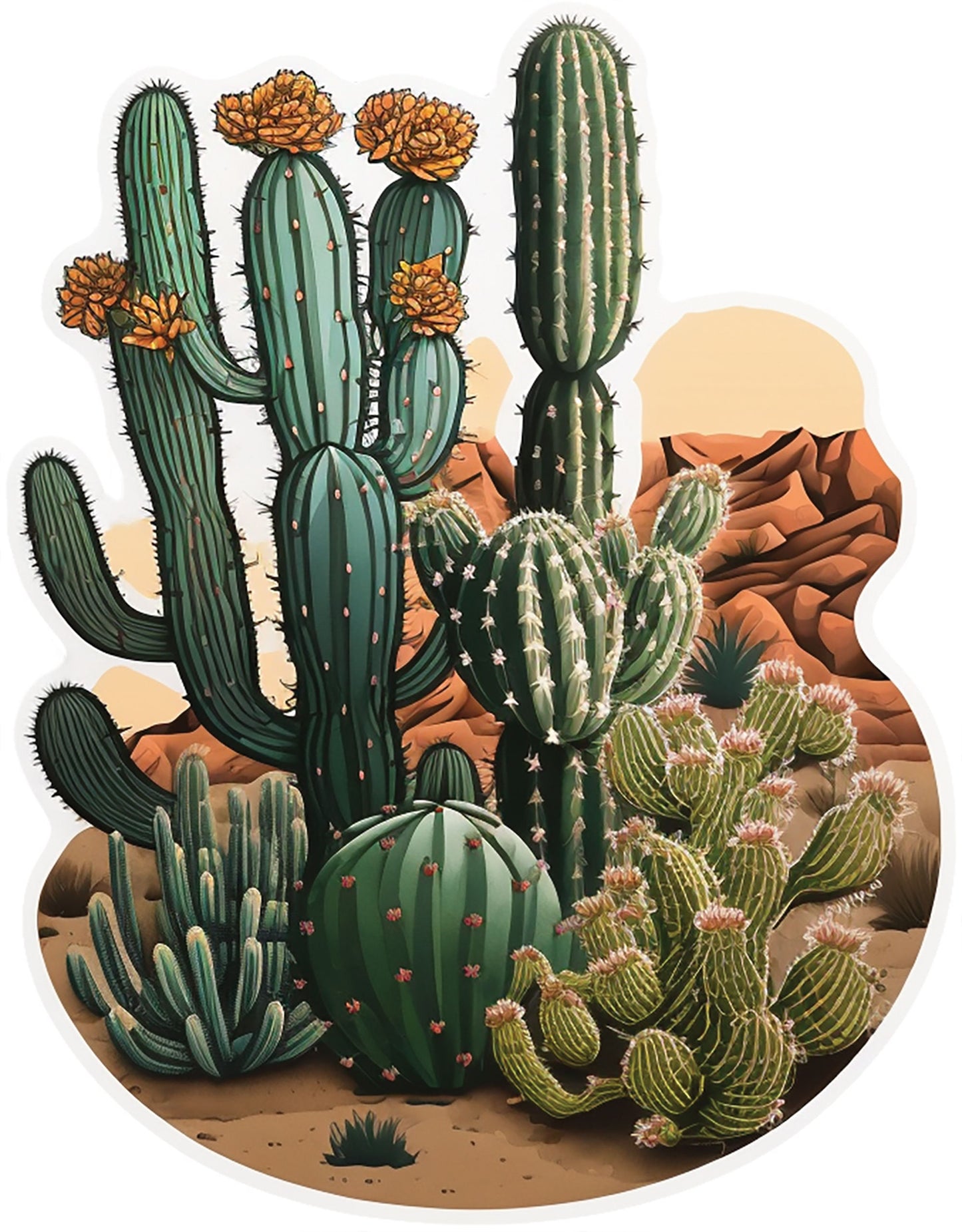 Desert Sticker, Cactus Sticker, Western Decor, Boho Art, Camping Gift, Bumper Sticker