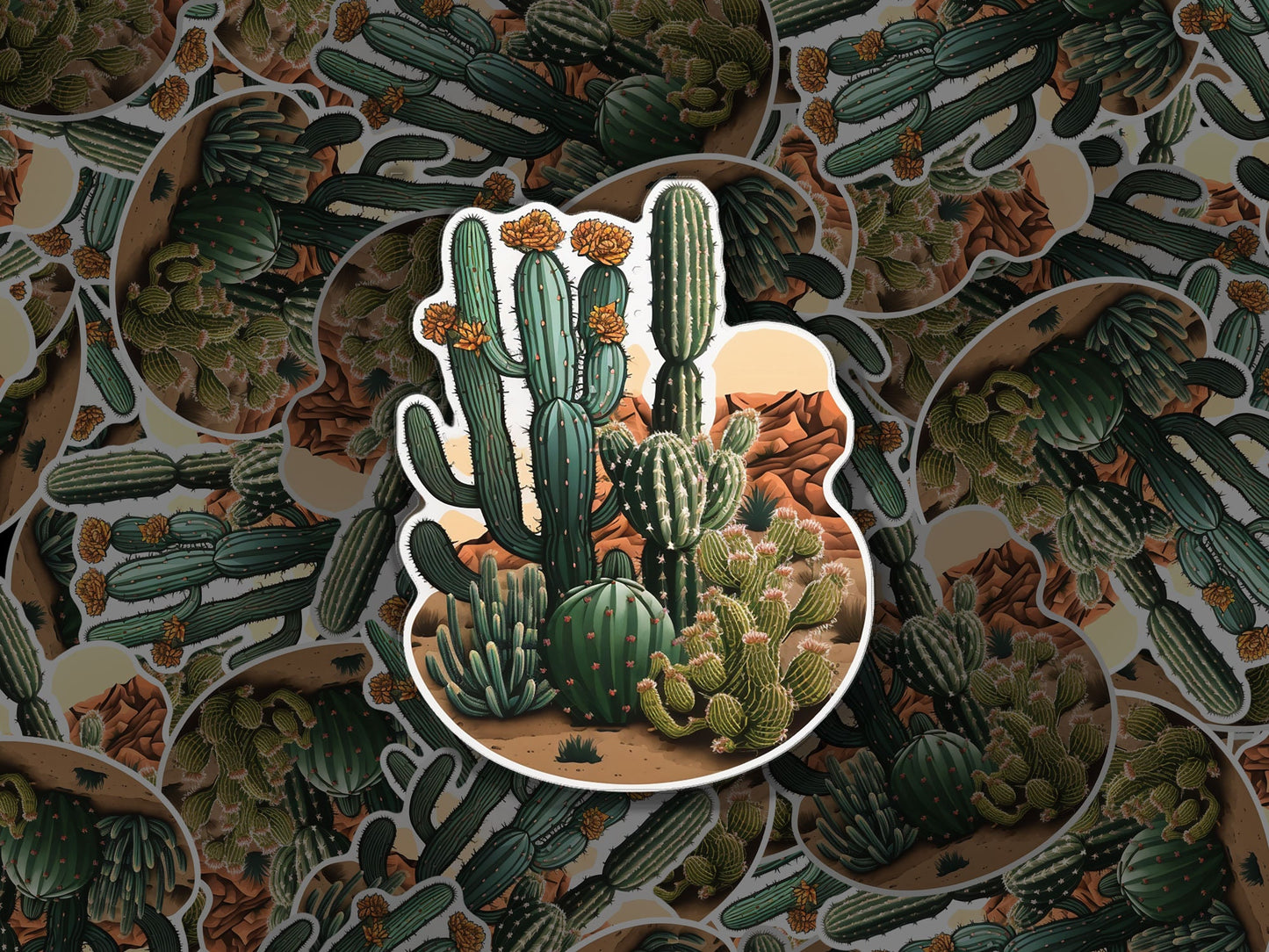 Desert Sticker, Cactus Sticker, Western Decor, Boho Art, Camping Gift, Bumper Sticker