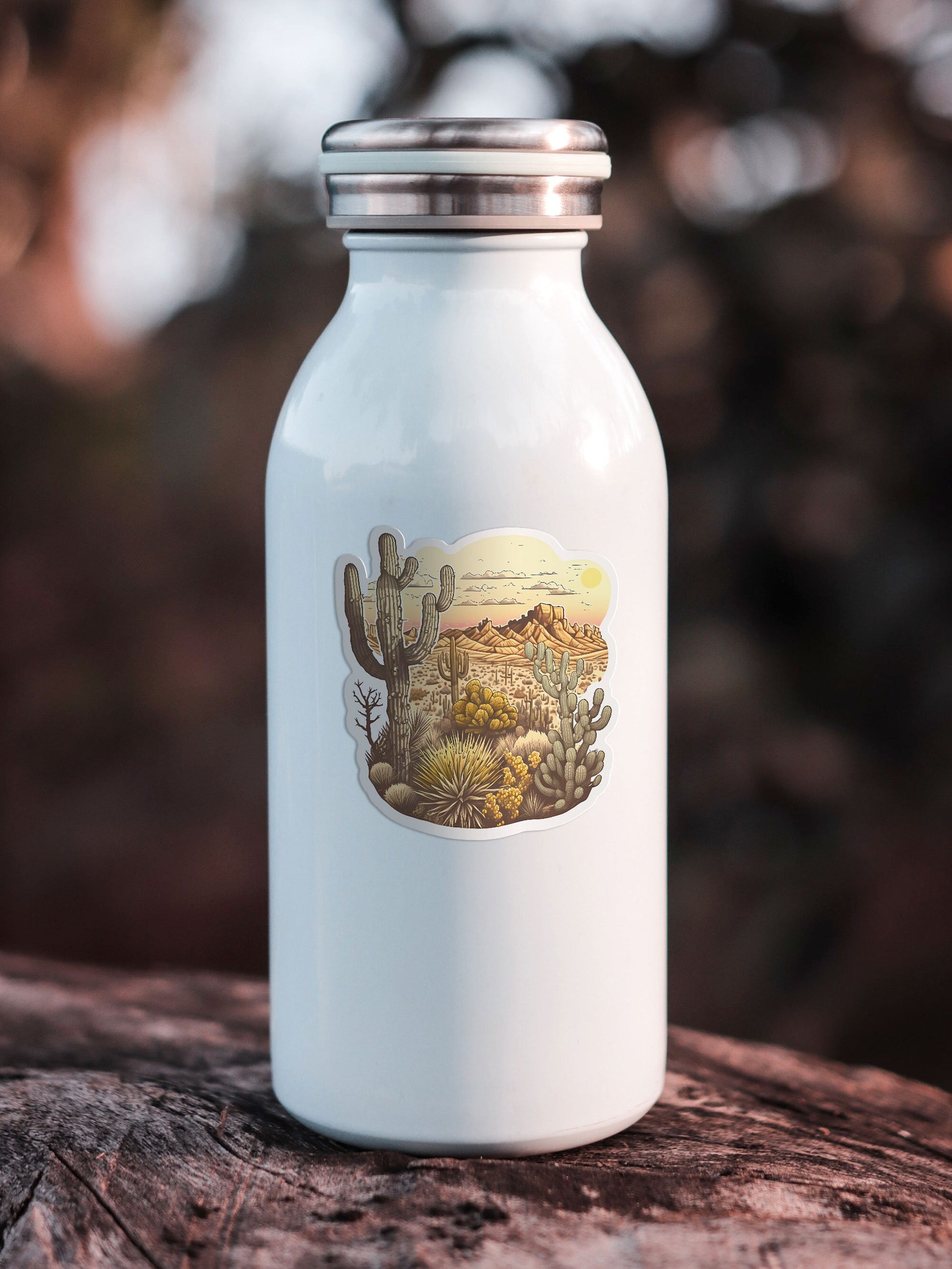 Desert Sticker, Cactus Sticker, Desert Landscape, Outdoors Sticker, Sticker For Water Bottle, Western Sticker