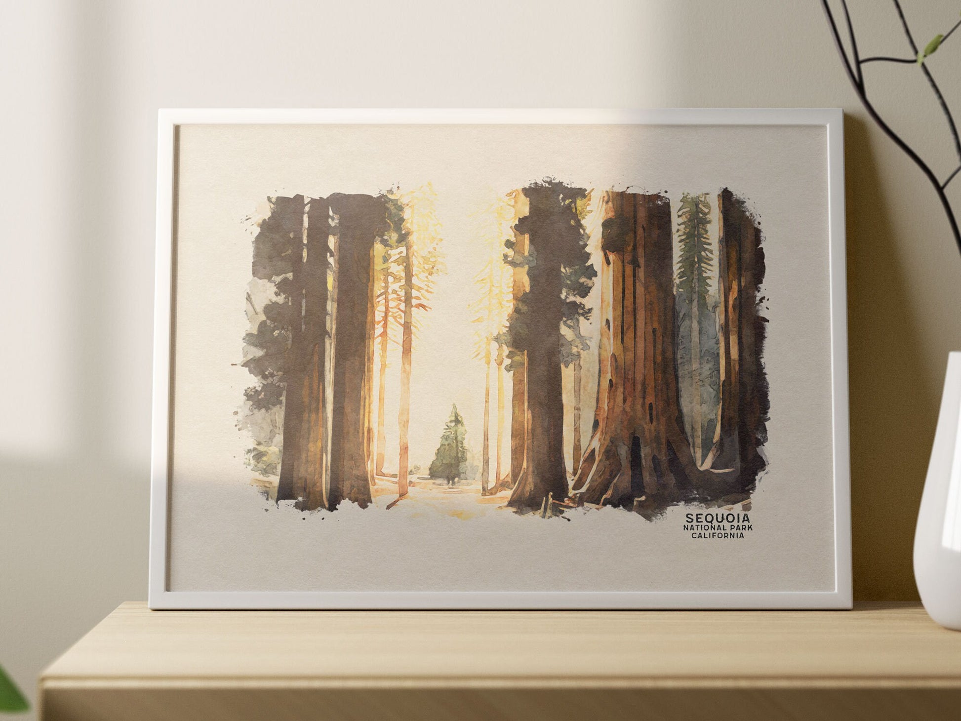 Sequoia National Park Poster, California Painting, National Park Prints, Redwood Travel Poster, National Park Art