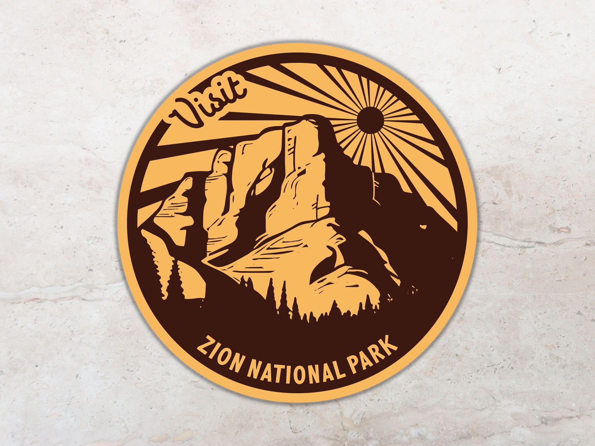 Zion National Park Sticker, Utah Waterproof Vinyl Sticker, Water Bottle Decal, Bumper, Laptop, Travel