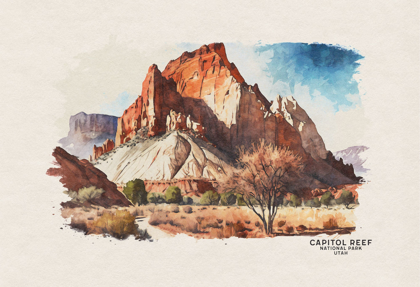 Capitol Reef National Park Poster, Utah Travel Poster, Desert Wall Art, Nursery Decor or Housewarming Gift For Him