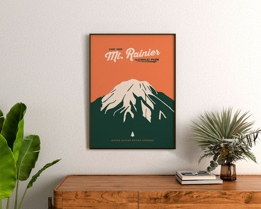 Mt Rainier National Park Poster, Pacific Rim Wall Art Print, Mount Rainier Print Going Away Gift, Seattle Poster, Ski Poster