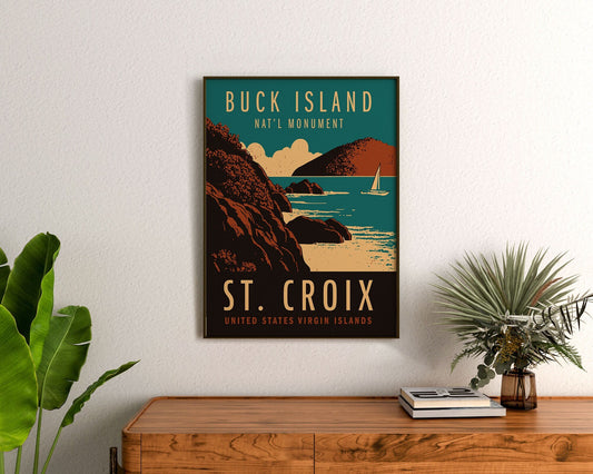 St Croix Virgin Islands Art, USVI Beach Decor, US Virgin Islands Beach Art, Buck Island, USVI Print, St Croix Wall Art