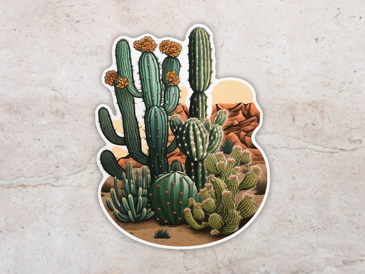 Desert Sticker, Cactus Sticker, Western Decor, Boho Art, Camping Gift, Bumper Sticker