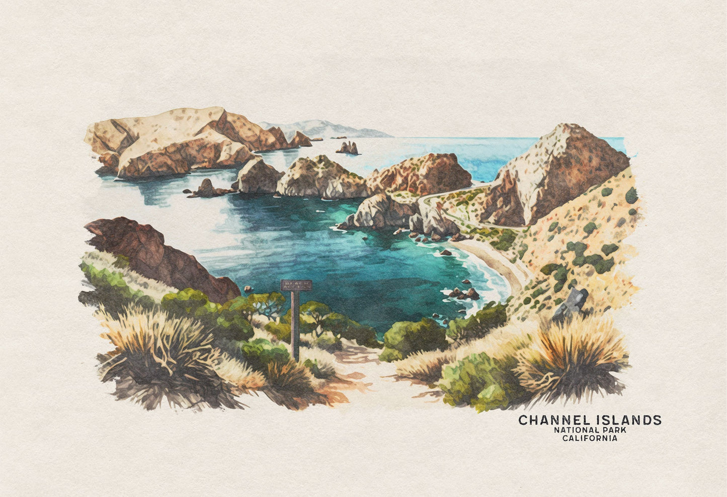 Channel Islands National Park Poster, California Print, National Park Art, Ocean Art, Travel Wall Art, Channel Islands Art, Woodland Nursery