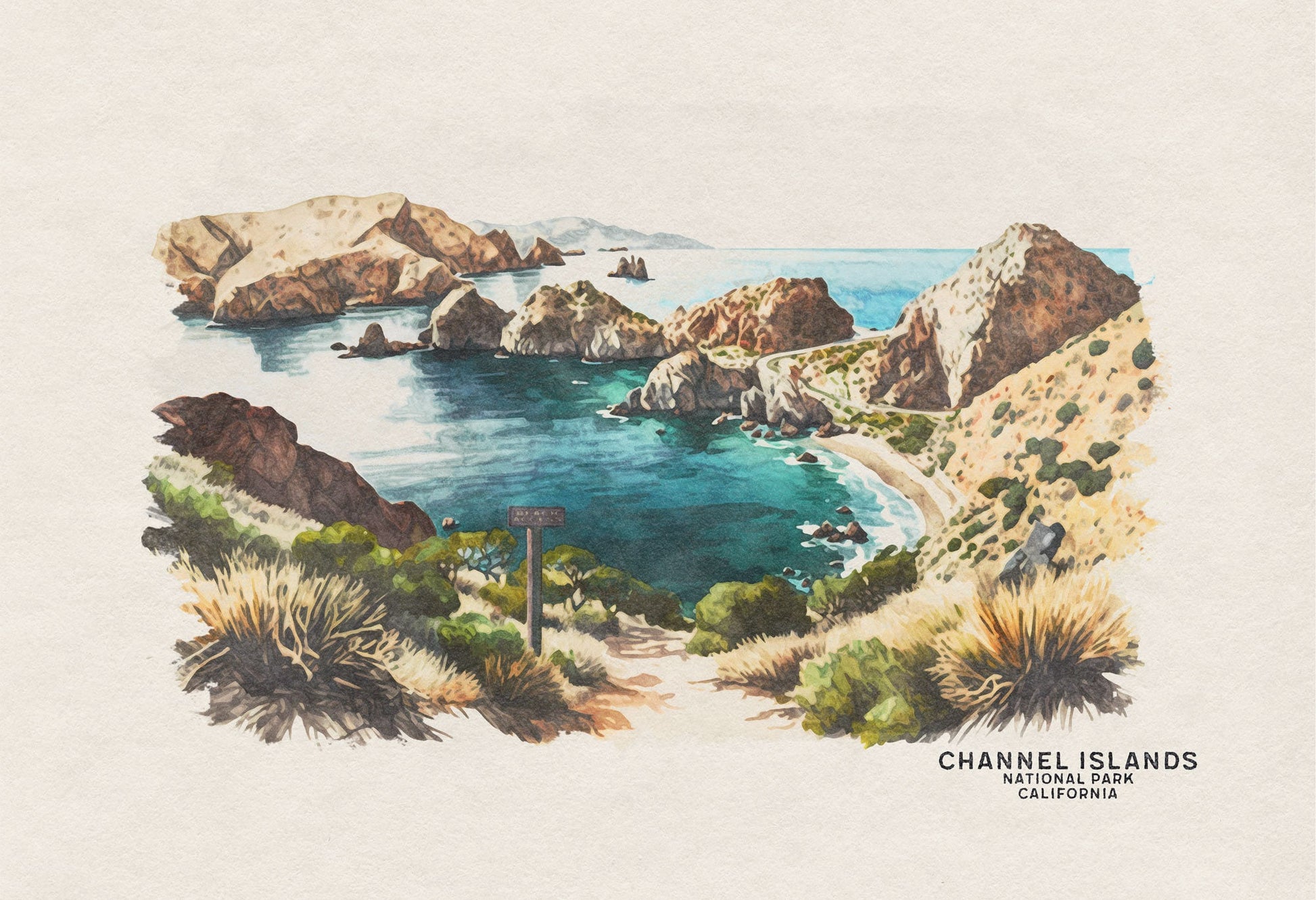 Channel Islands National Park Poster, California Print, National Park Art, Ocean Art, Travel Wall Art, Channel Islands Art, Woodland Nursery