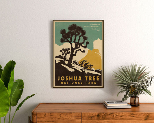 Joshua Tree Art, National Park Poster, Retro Travel Poster, Joshua Tree Print, Desert Wall Art, California Poster