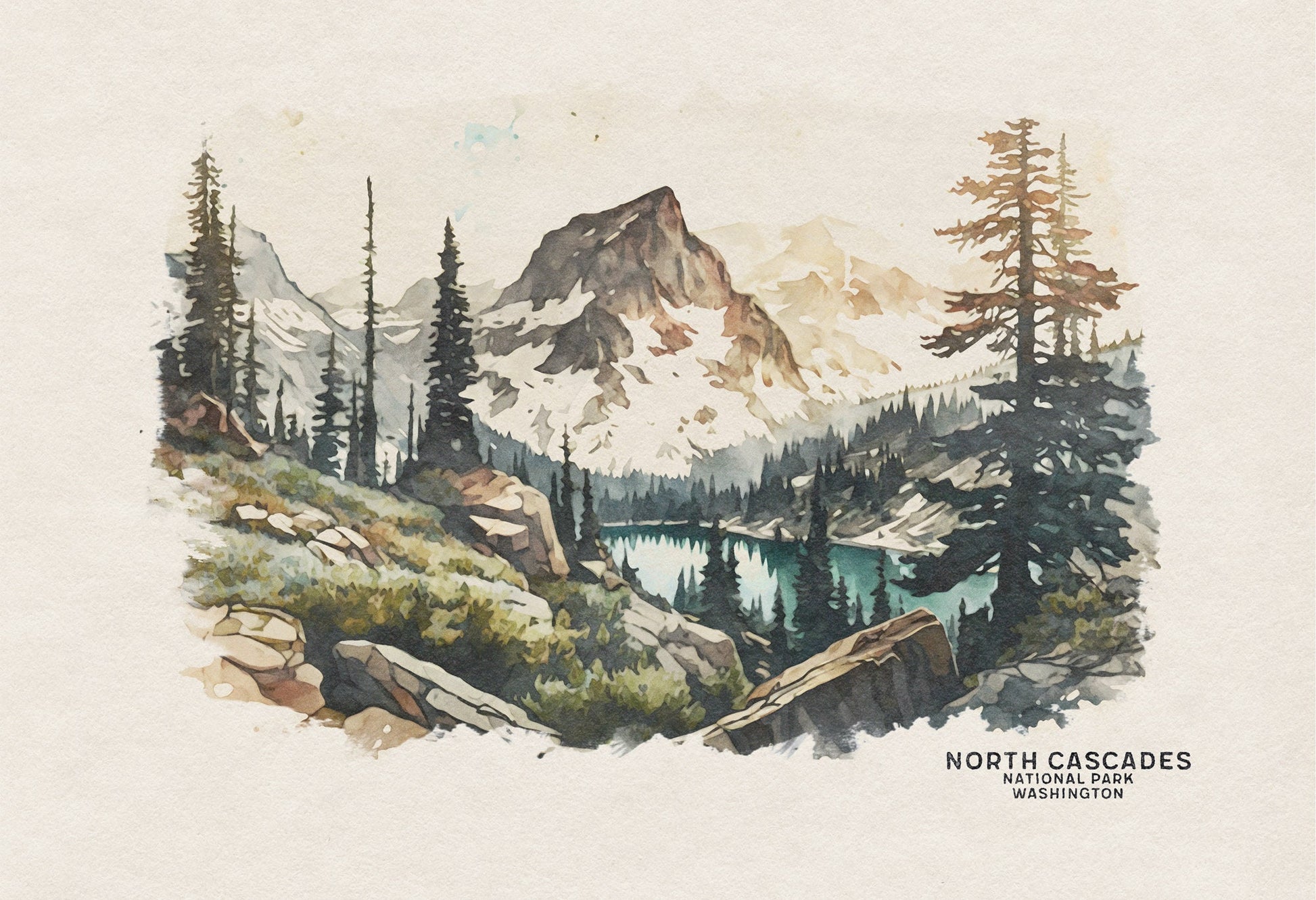 North Cascades National Park Poster, National Park Prints, North Cascades Art, Travel Poster, Going Away Gift, Pacific Northwest