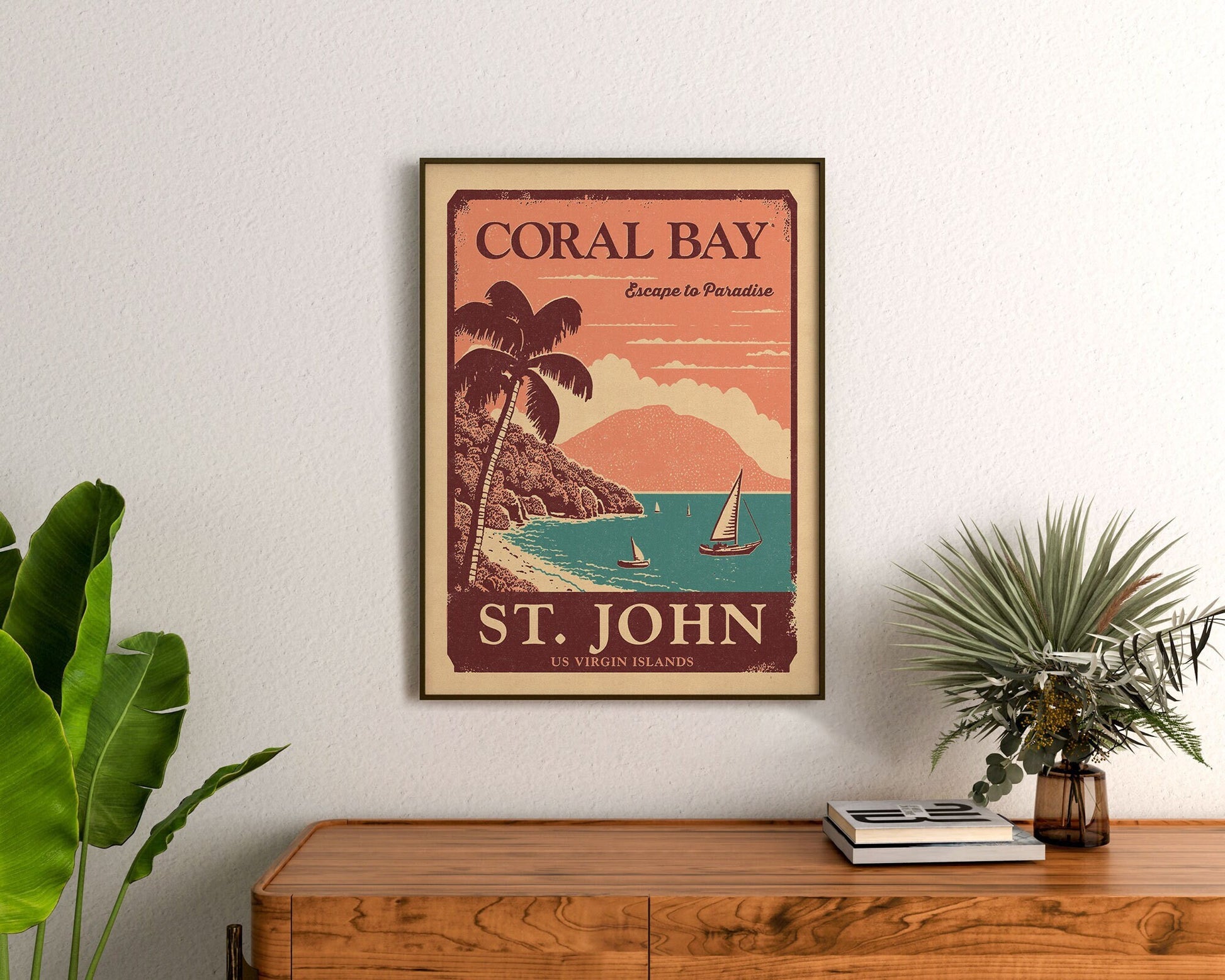 St John US Virgin Islands Print, USVI Beach Art, St John Wall Art, Gift For Him, Virgin Islands Print