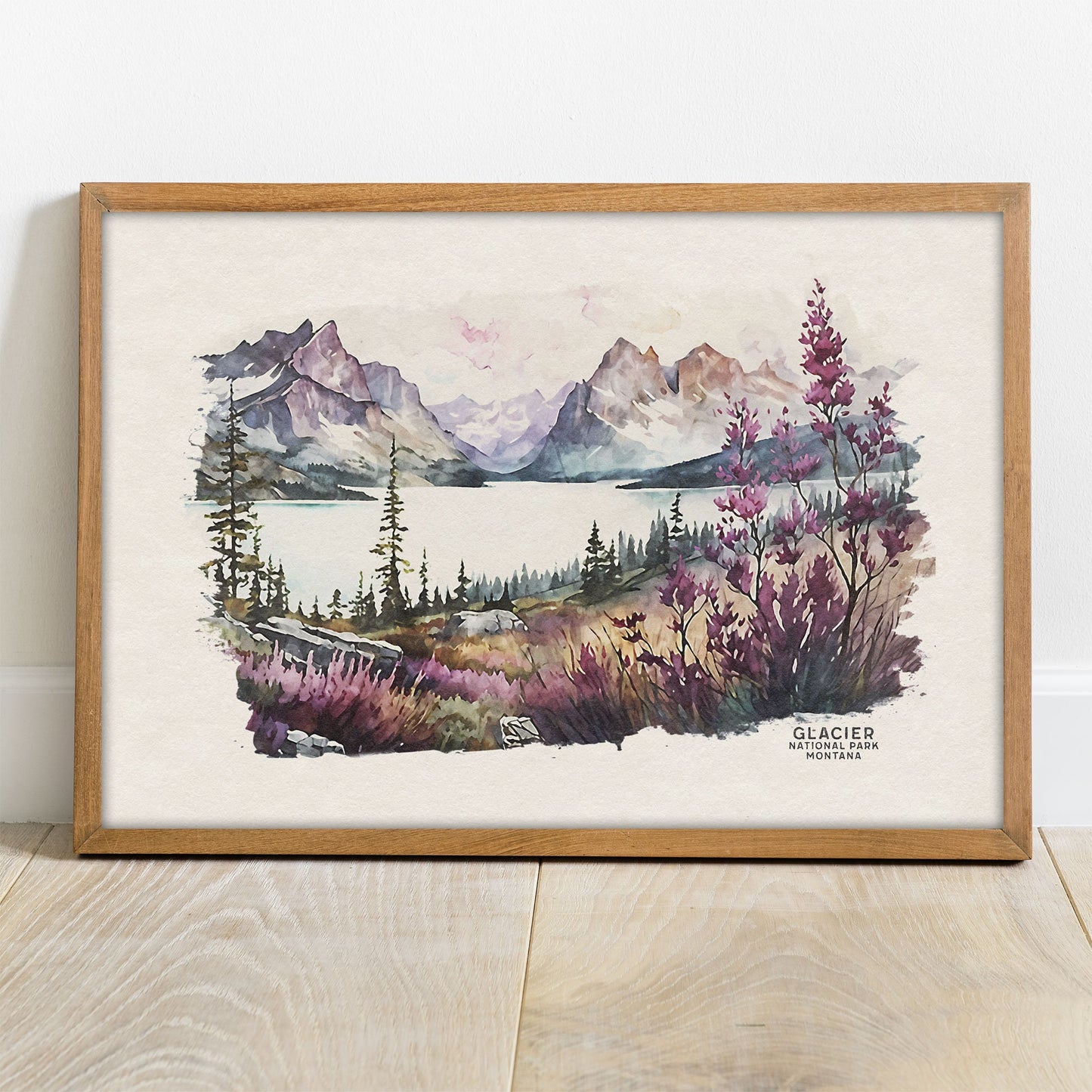 Glacier National Park Poster, Glacier Poster, Travel Poster, Montana Wall Art Print, Watercolor Print, National Park Gift, Gift For Traveler