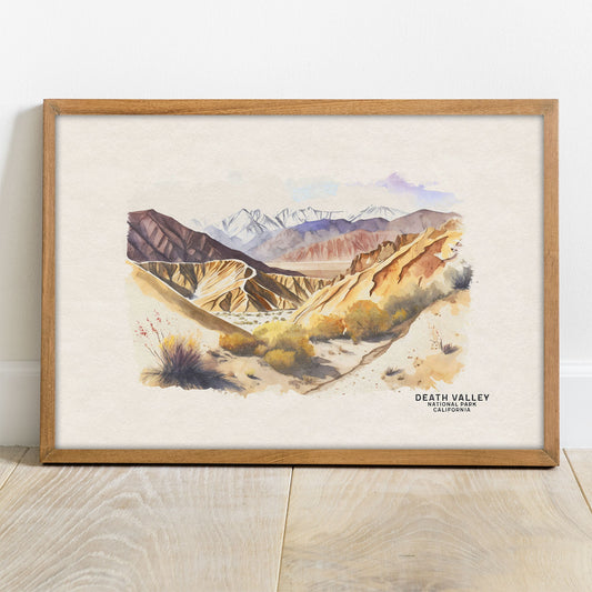 Death Valley National Park Poster, Watercolor Art Travel Poster, California Wall Art, National Park Prints, Travel Gift, Nature Wall Art