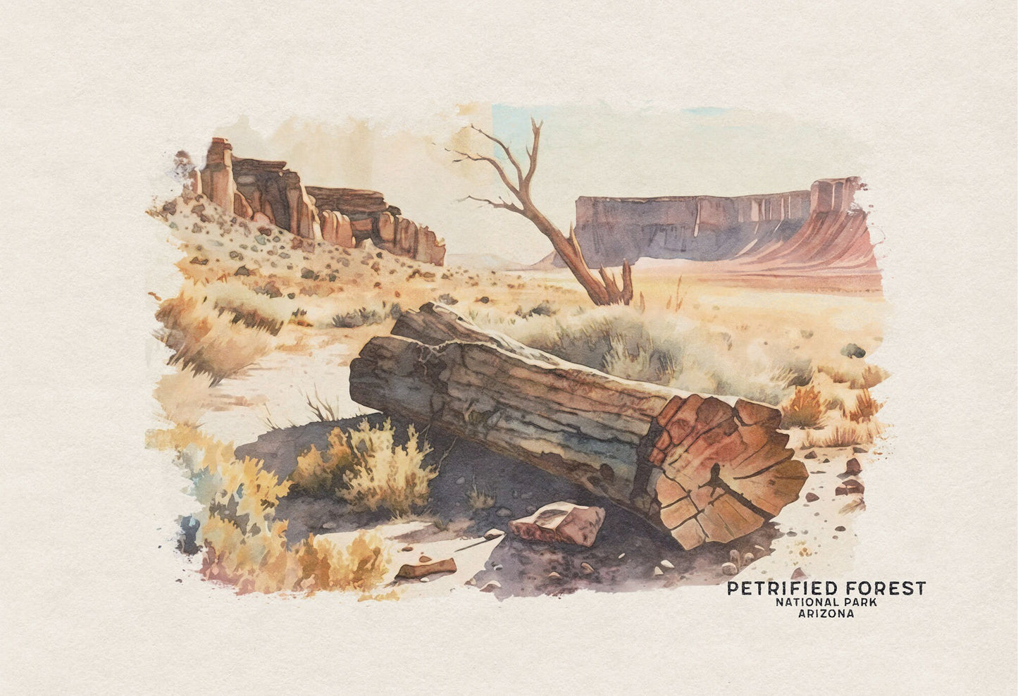 Petrified Forest National Park Poster, Arizona Travel Poster, National Park Prints, Watercolor Wall Art, Woodland Nursery