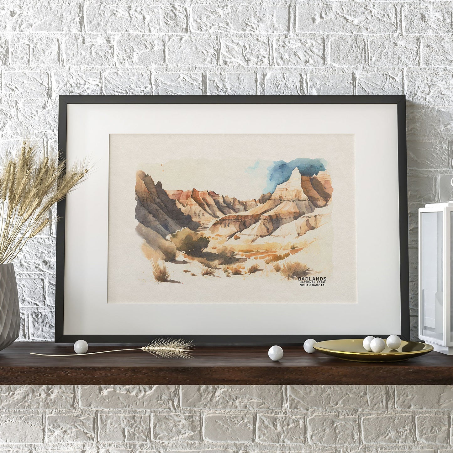 Badlands National Park Poster, South Dakota Art, Badlands Wall Art, Woodland Nursery, National Park Gift, Watercolor Art Print