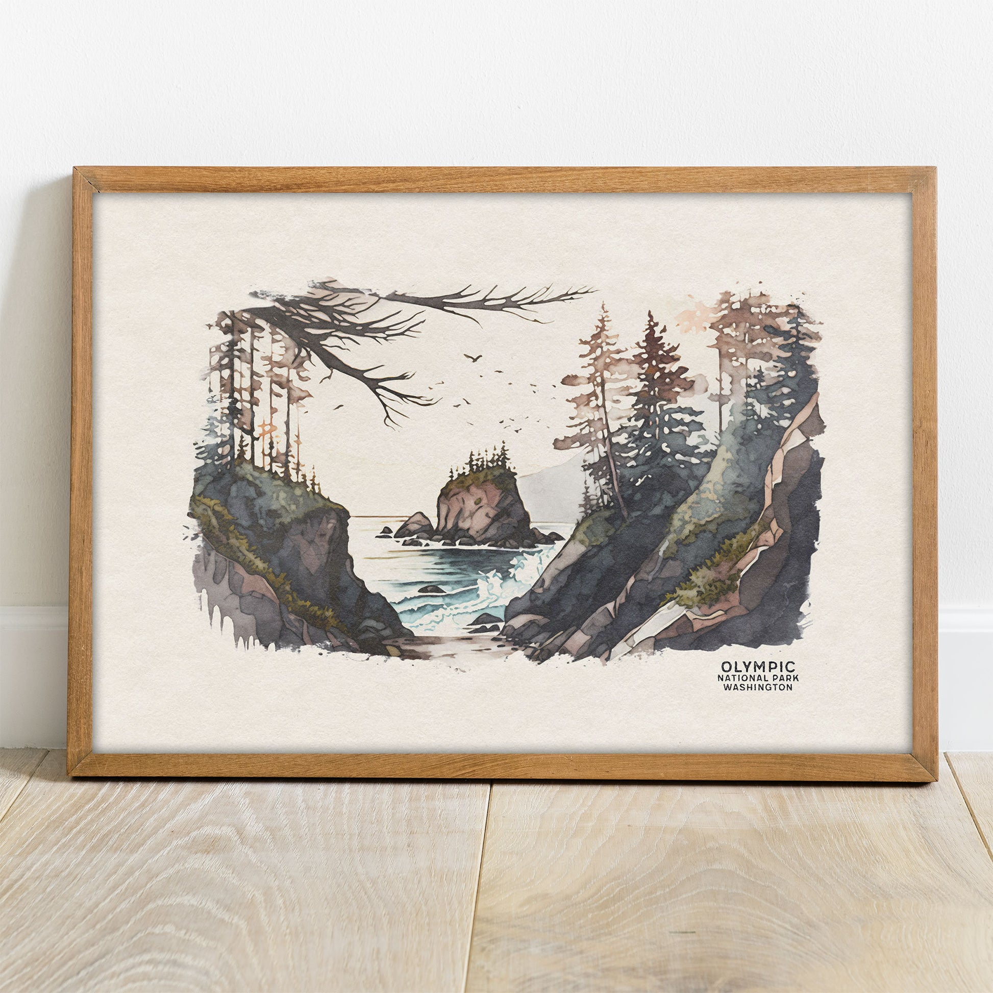 Olympic National Park Poster, Washington National Park Prints, Olympic Watercolor Painting, Woodland Nursery National Park Art