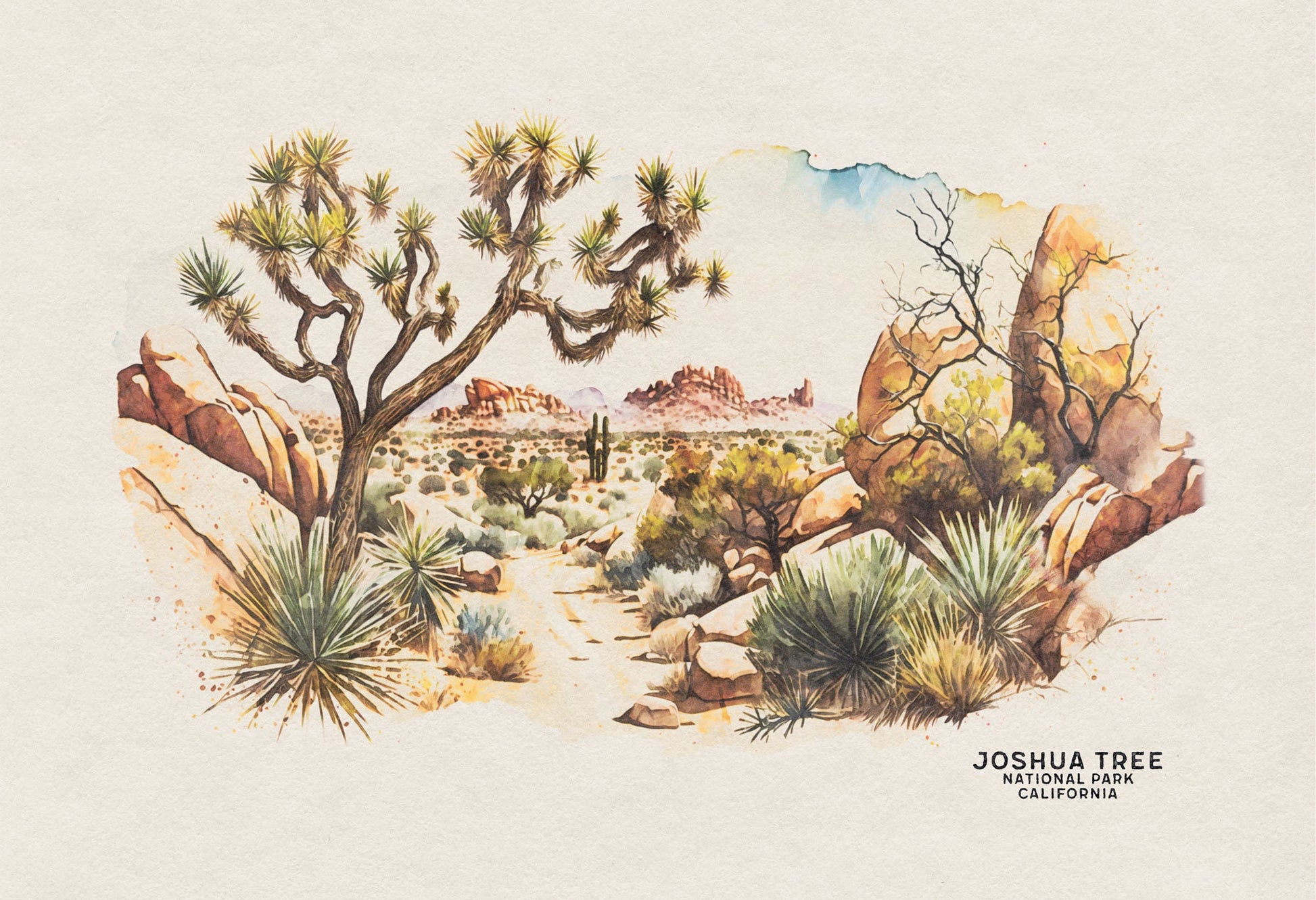 Joshua Tree National Park Travel Poster, National Park Art Print, National Park Poster, National Park Gift, Wedding Gift, Desert Wall Art