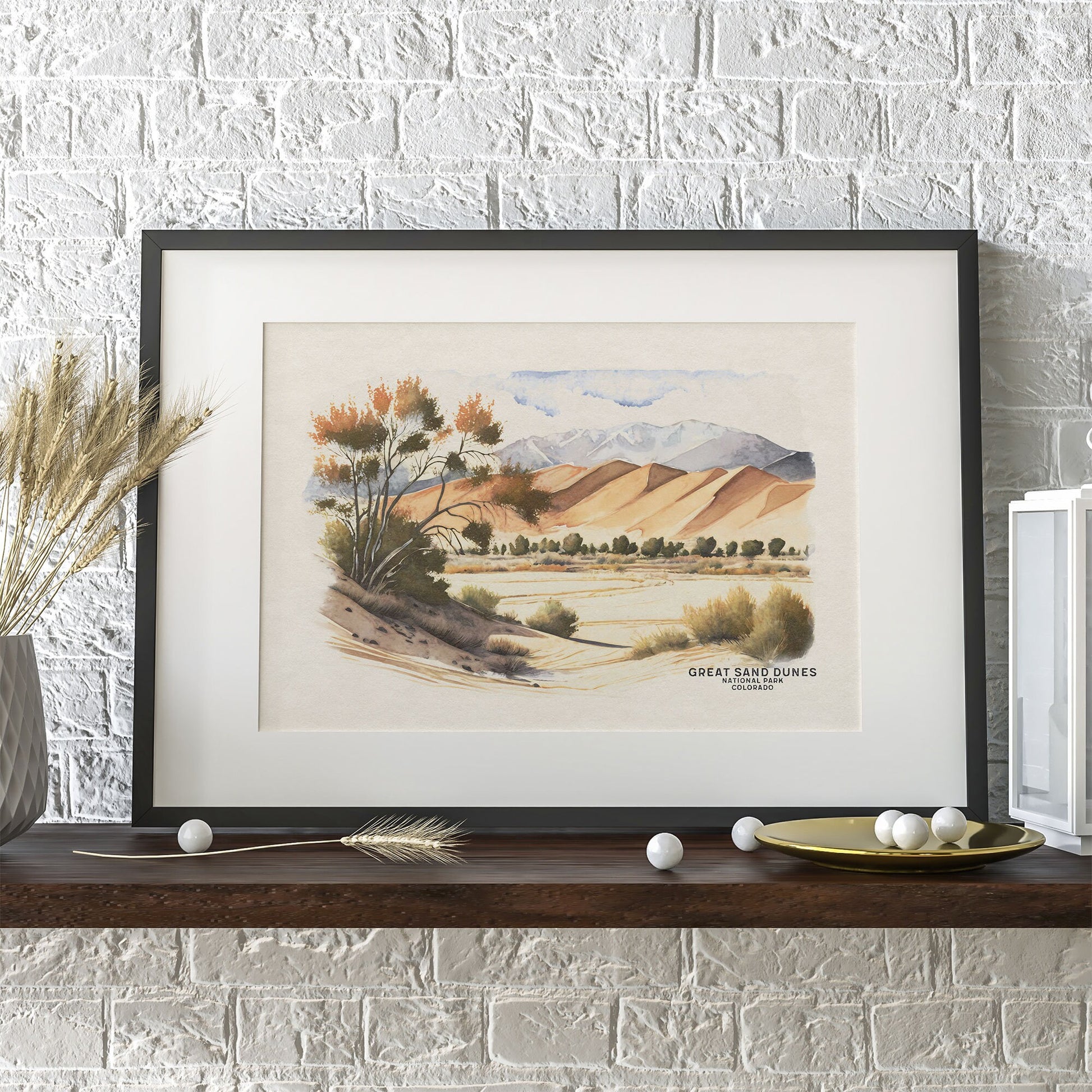 Great Sand Dunes National Park Poster, Colorado Sand Dune Wall Art Watercolor Painting, National Park Prints, Woodland Nursery