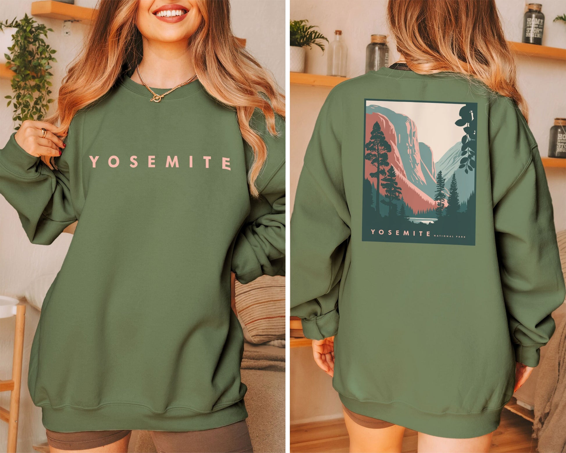 Yosemite Oversized Sweatshirt National Park Gift for Hiking Camp and Nature, Aesthetic California Travel Souvenir Gift for Him or Her Unisex