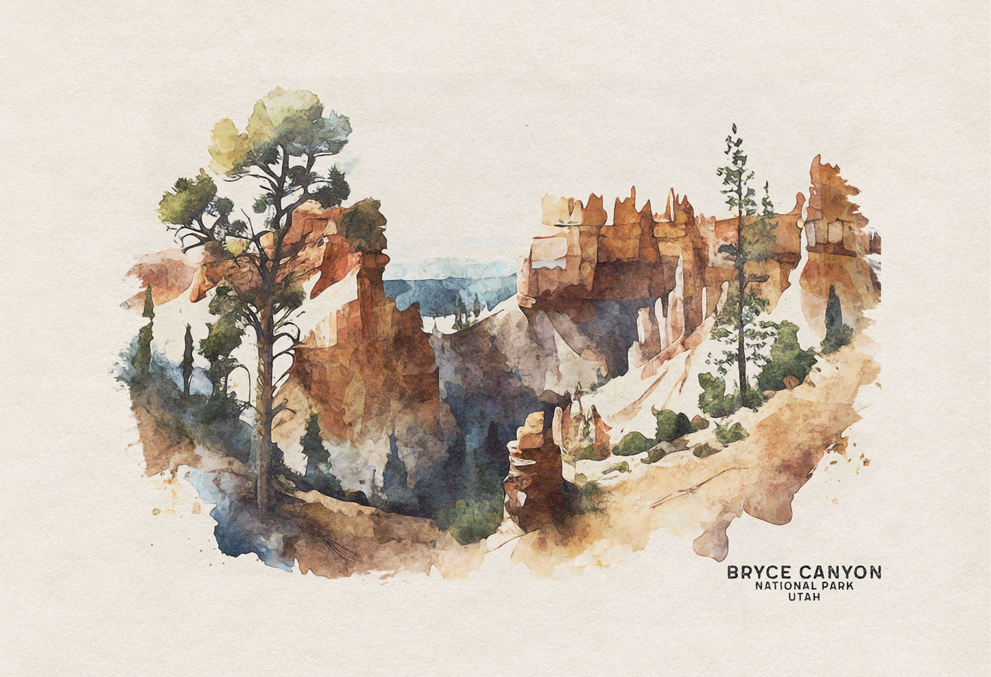 Bryce Canyon National Park Art Print, National Park Poster, Utah Print Desert Watercolor, Nursery Decor, Wall Art Poster, Going Away Gift