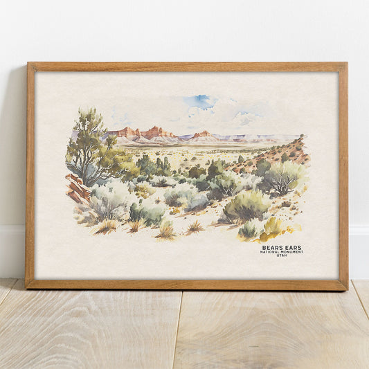 Bears Ears Art Print, National Park Poster, Utah Print Desert Watercolor, Nursery Decor, Wall Art Poster, Going Away Gift