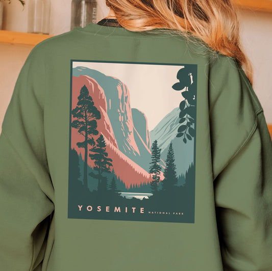 Yosemite Oversized Sweatshirt National Park Gift for Hiking Camp and Nature, Aesthetic California Travel Souvenir Gift for Him or Her Unisex