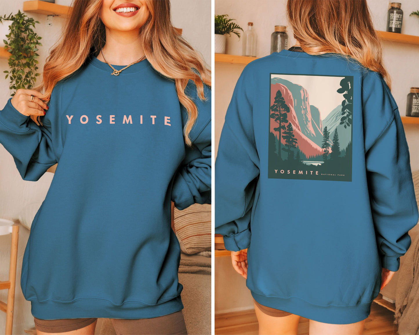 Yosemite Oversized Sweatshirt National Park Gift for Hiking Camp and Nature, Aesthetic California Travel Souvenir Gift for Him or Her Unisex