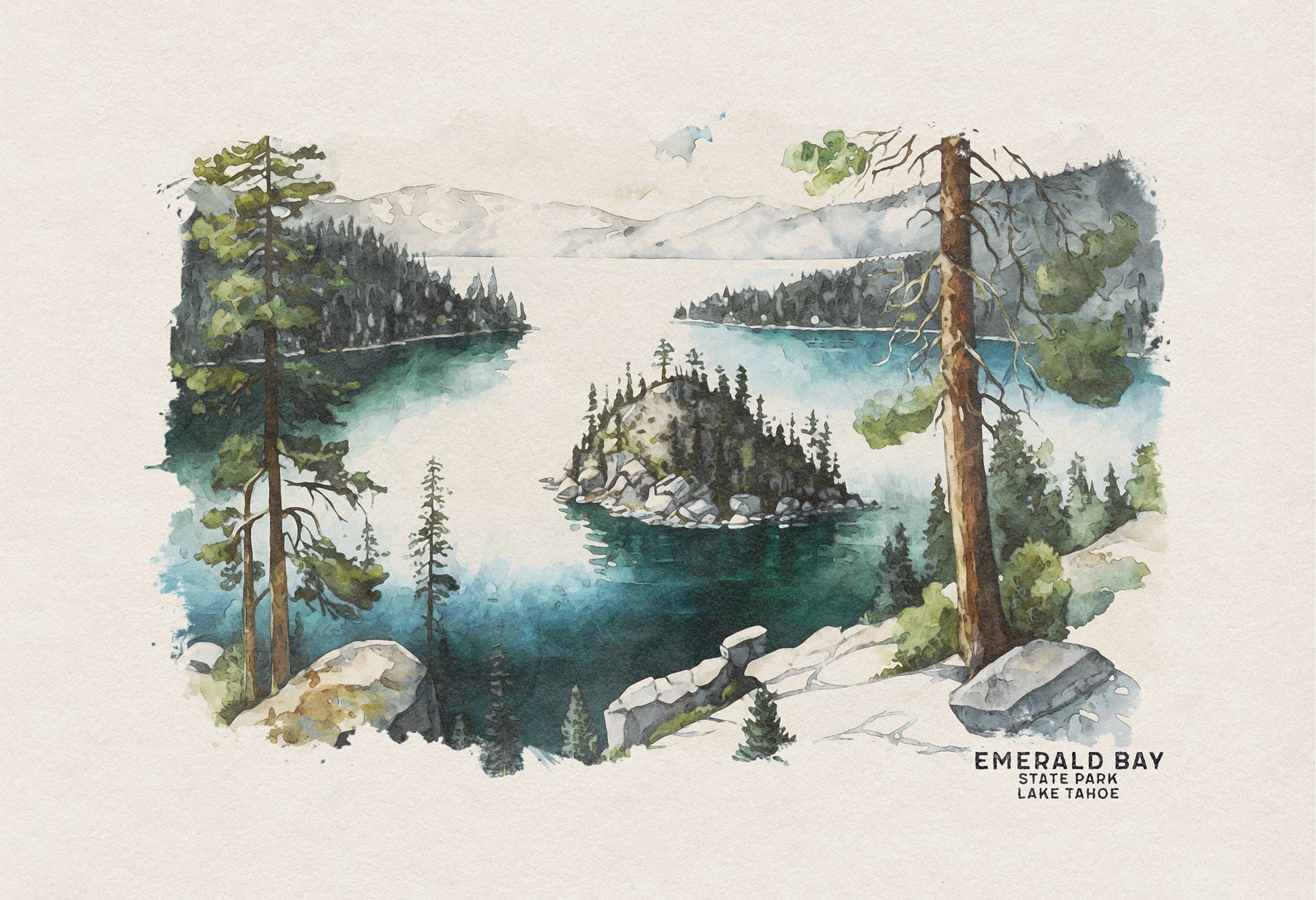 Lake Tahoe Print, National Park Poster, Lake Tahoe Wall Art, California Poster, Lake Tahoe Painting, Watercolor Painting