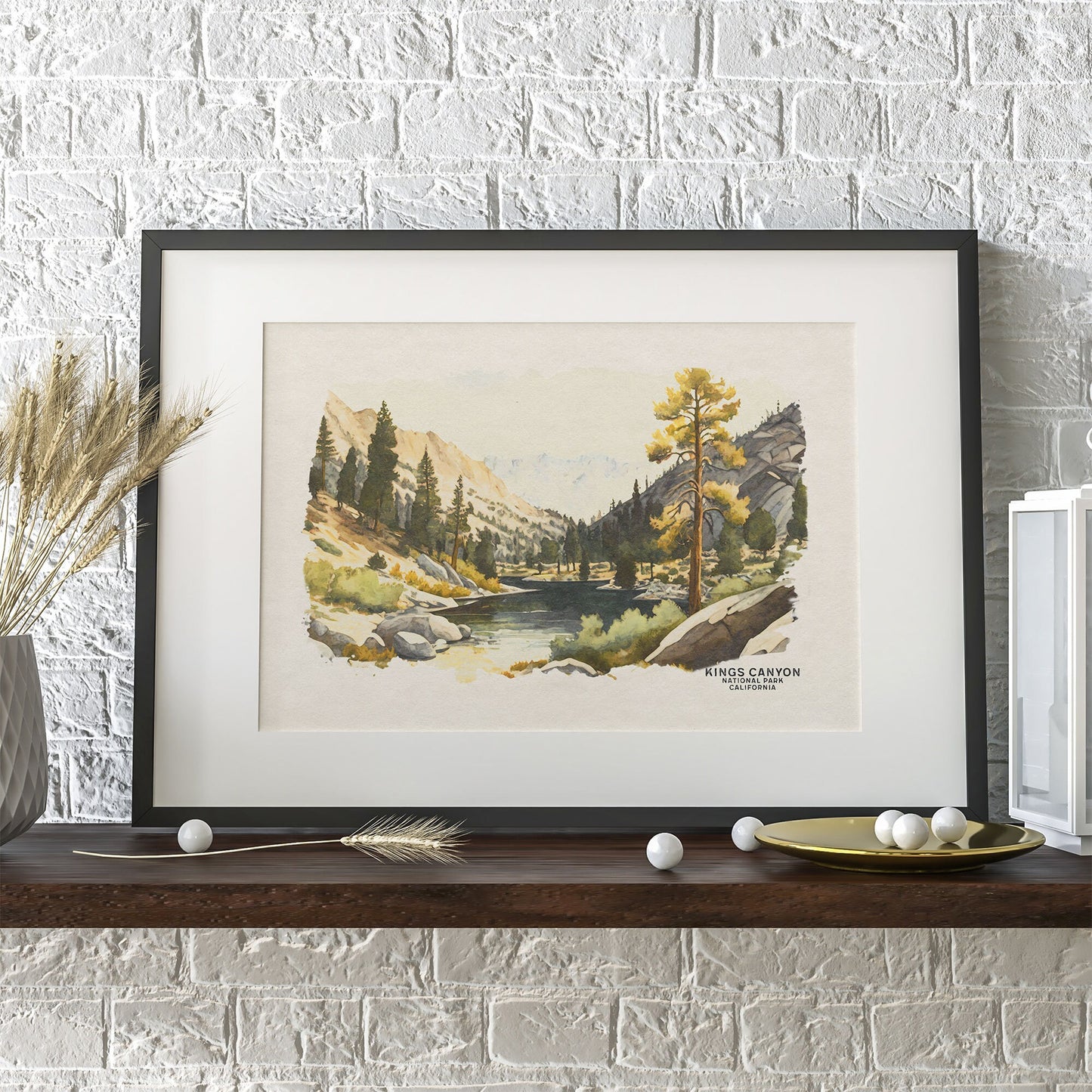 Kings Canyon National Park Watercolor Art - California Wall Decor, Midcentury Modern Poster, Gift for Her, Nursery & Desk Decor