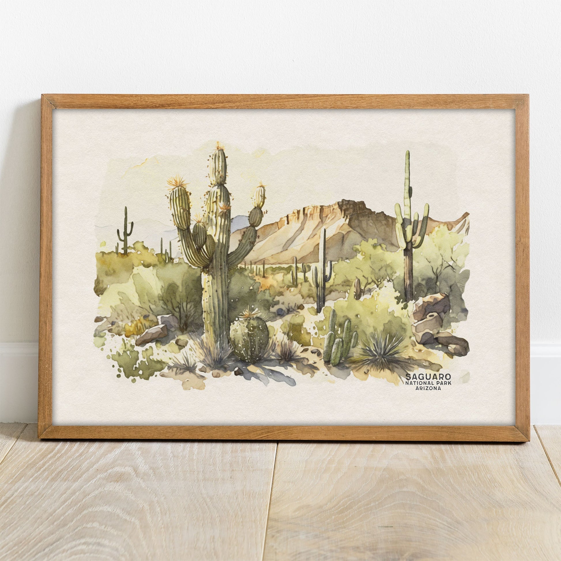 Saguaro National Park Poster, Arizona Painting, Cactus Wall Art, National Park Gift, Travel Poster, Saguaro Cactus Plant