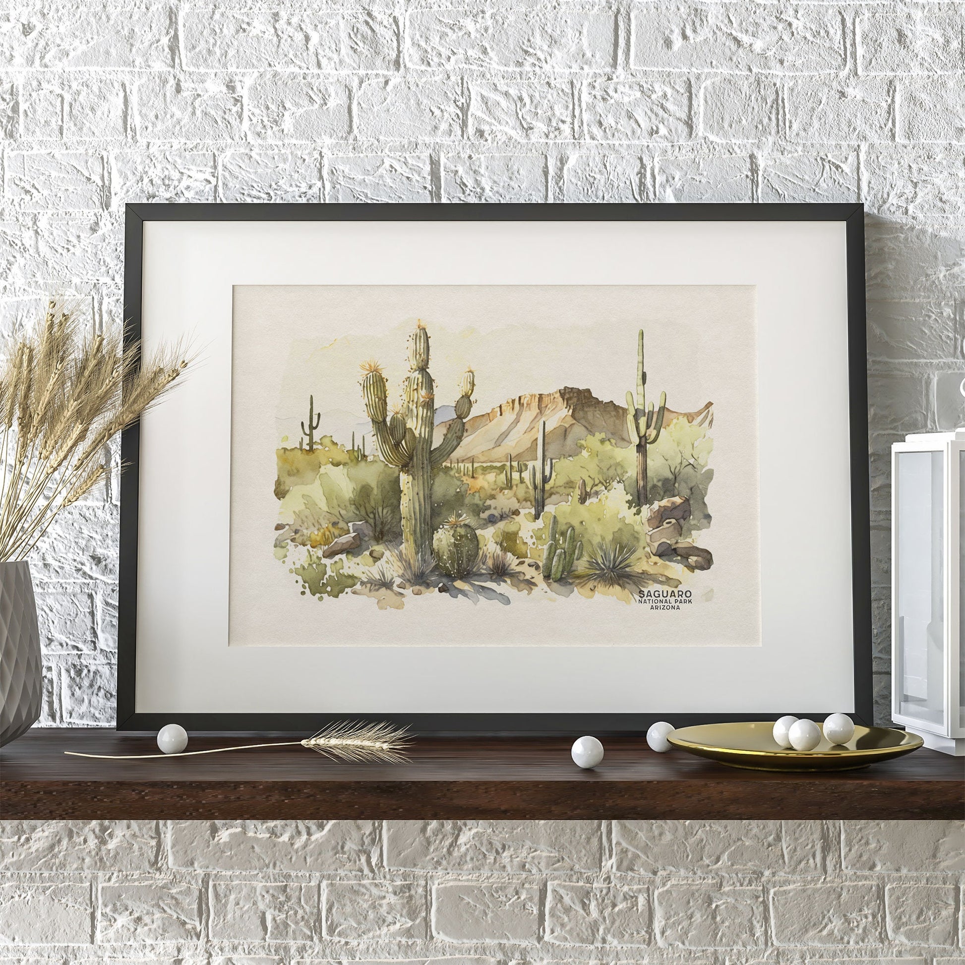 Saguaro National Park Poster, Arizona Painting, Cactus Wall Art, National Park Gift, Travel Poster, Saguaro Cactus Plant