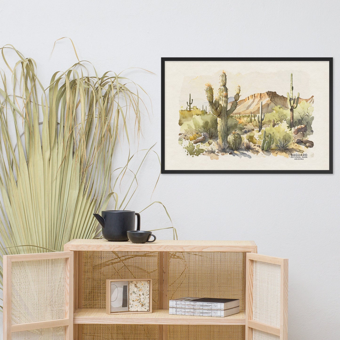 Saguaro National Park Poster, Arizona Painting, Cactus Wall Art, National Park Gift, Travel Poster, Saguaro Cactus Plant