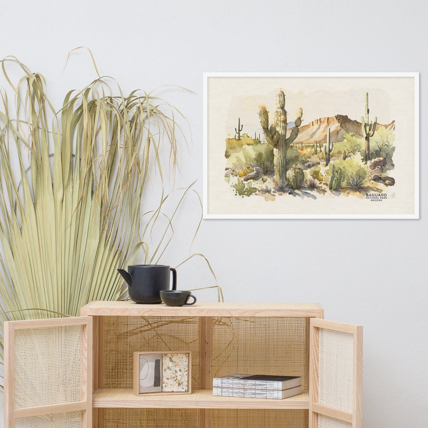 Saguaro National Park Poster, Arizona Painting, Cactus Wall Art, National Park Gift, Travel Poster, Saguaro Cactus Plant