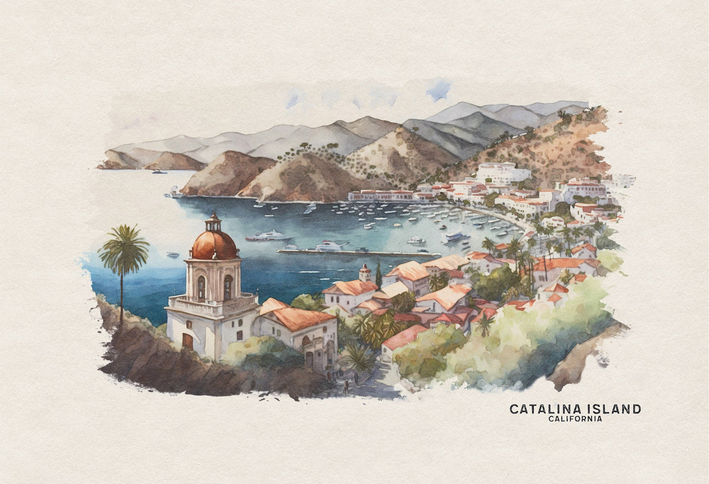 Catalina Island Travel Poster, California Poster, Catalina Watercolor Print, Beach Décor, California Print, Ocean Wall Art, Travel Gifts