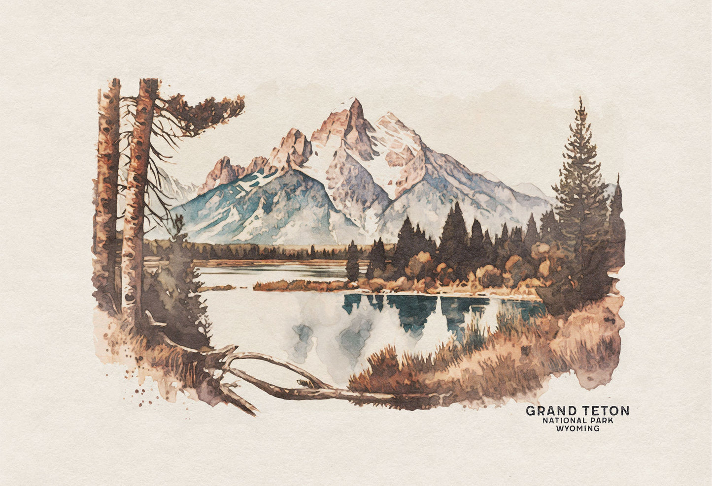 Grand Teton National Park Poster, Travel Poster, Grand Teton Wall Art, National Park Art Print, Gallery Wall, Housewarming Gift, Nursery Art