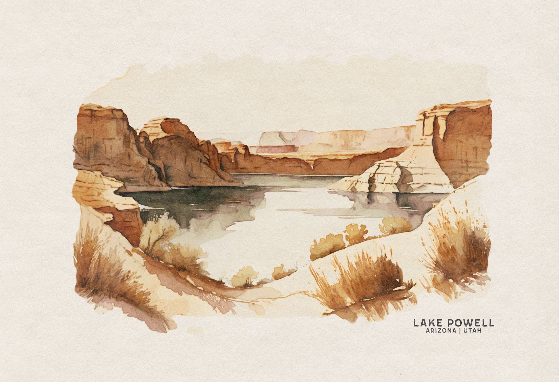 Lake Powell Watercolor Print - Southwestern Decor, National Park, Wall Art - Perfect for Lake Life and Home Decor Gift for Her Nursery