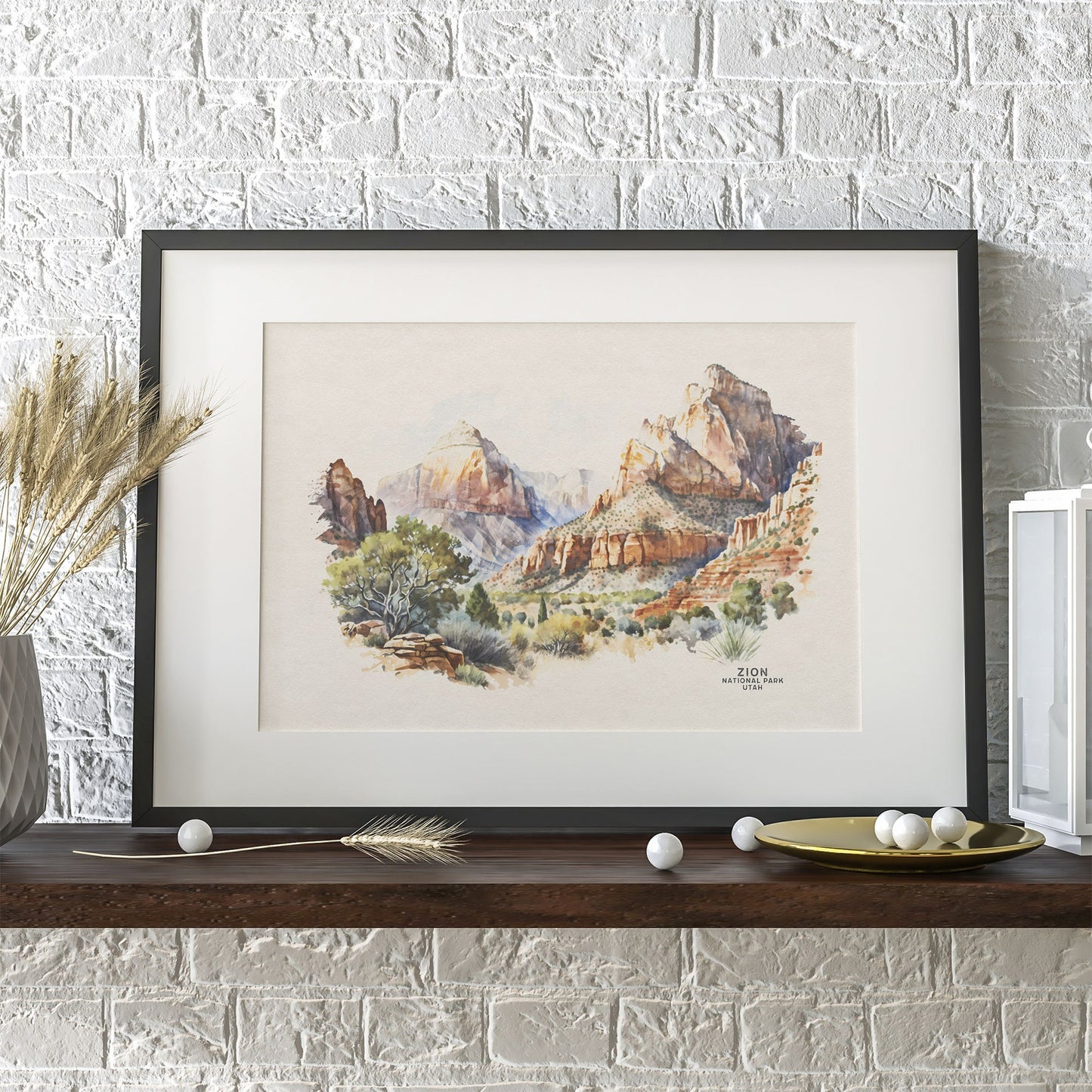 Zion National Park Poster, Zion Poster, Utah National Park Art Print, Travel Poster Wall Art, Watercolor Print, Nursery Art, Wedding Gift