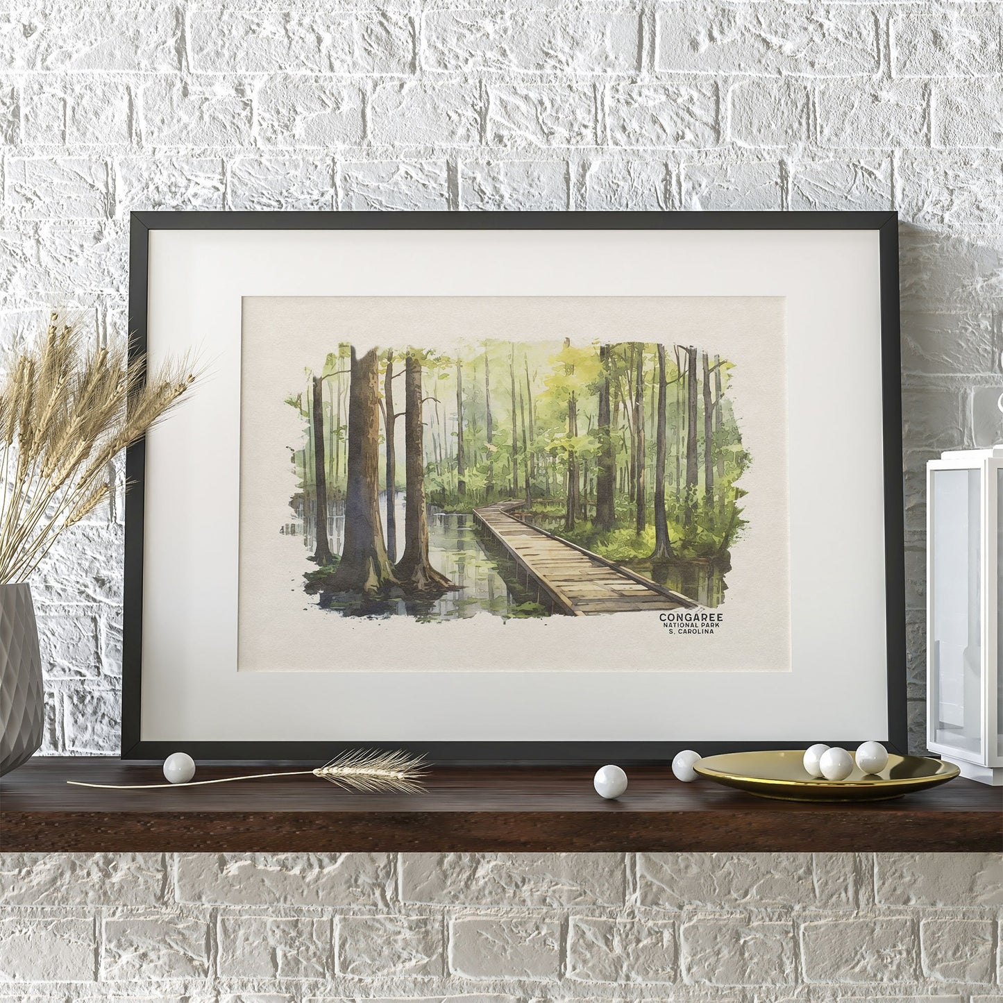 Congaree National Park Poster, South Carolina Art, National Park Prints, Congaree Travel Poster, National Park Watercolor, Woodland Nursery