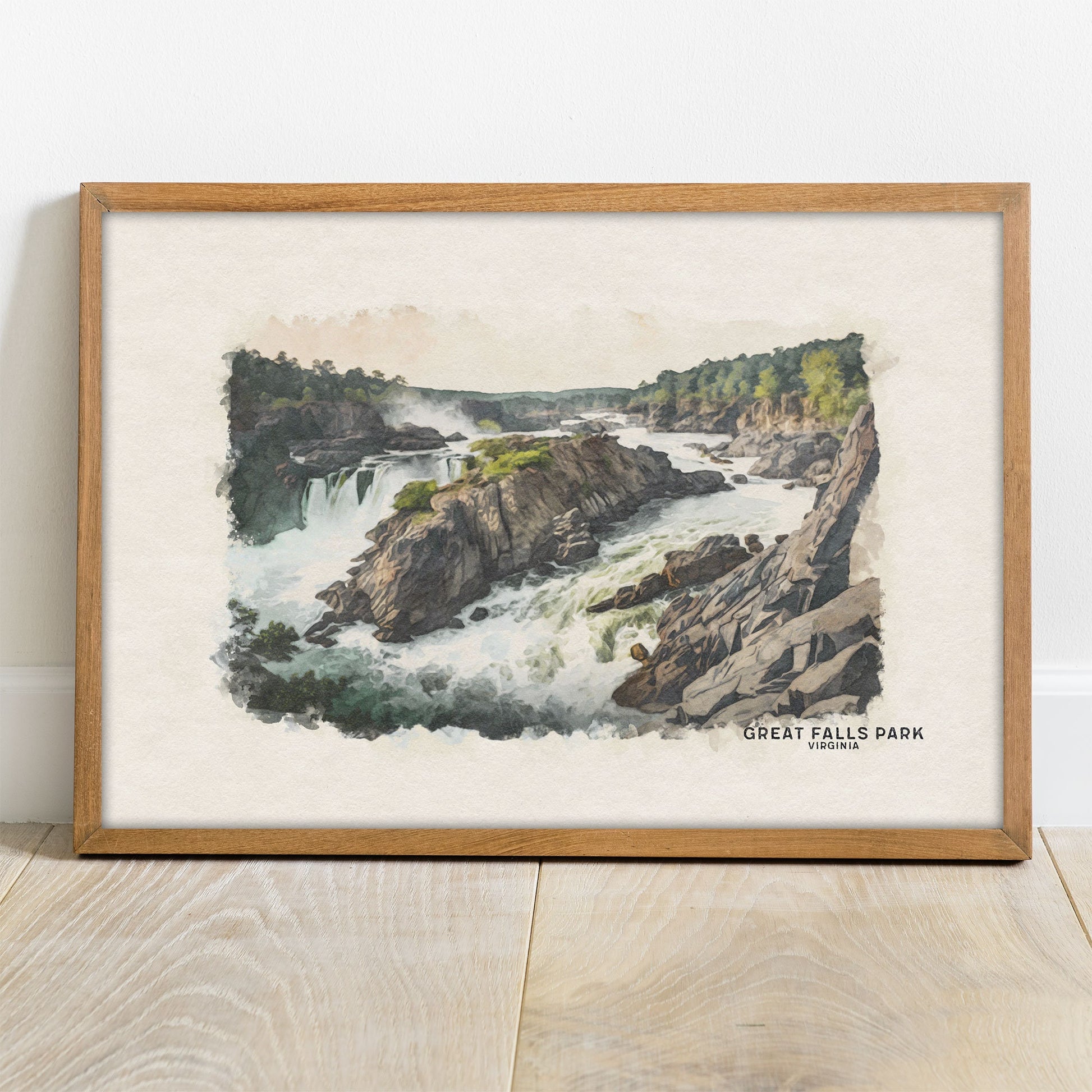 Great Falls Park Wall Art for Gallery Wall Set, National Park Art for Woodland Nursery or Southwestern Decor, Watercolor Palette