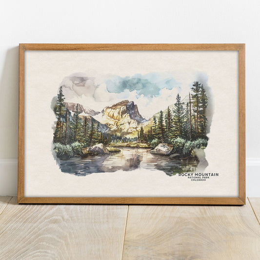 Rocky Mountain National Park Poster, Colorado Wall Art, Colorado Gifts, Mountain Painting, Mountain Wall Art, Woodland Nursery