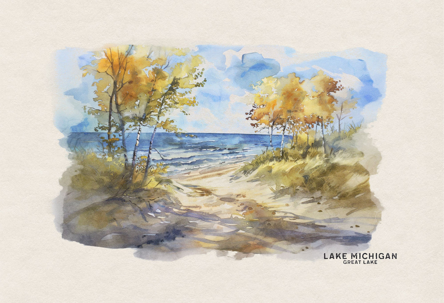 Lake Michigan Wall Art and Home Decor, Housewarming Gift, Framed Art Gallery Wall Set, Lake House Decor Watercolor Art for Woodland Nursery