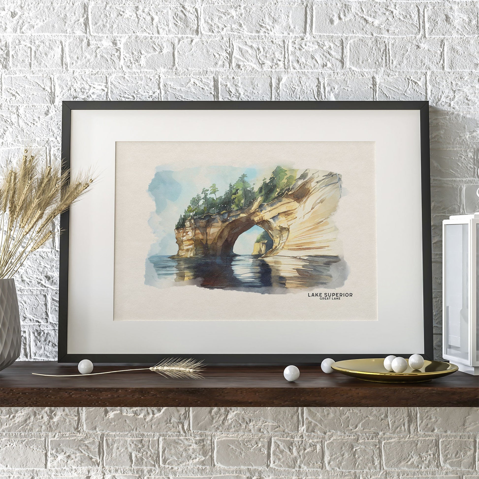 Lake Superior Wall Art, Home Decor Housewarming Gift, Lake Life Gallery Wall Set, Travel Poster Framed Art, Watercolor Art Lake House Decor