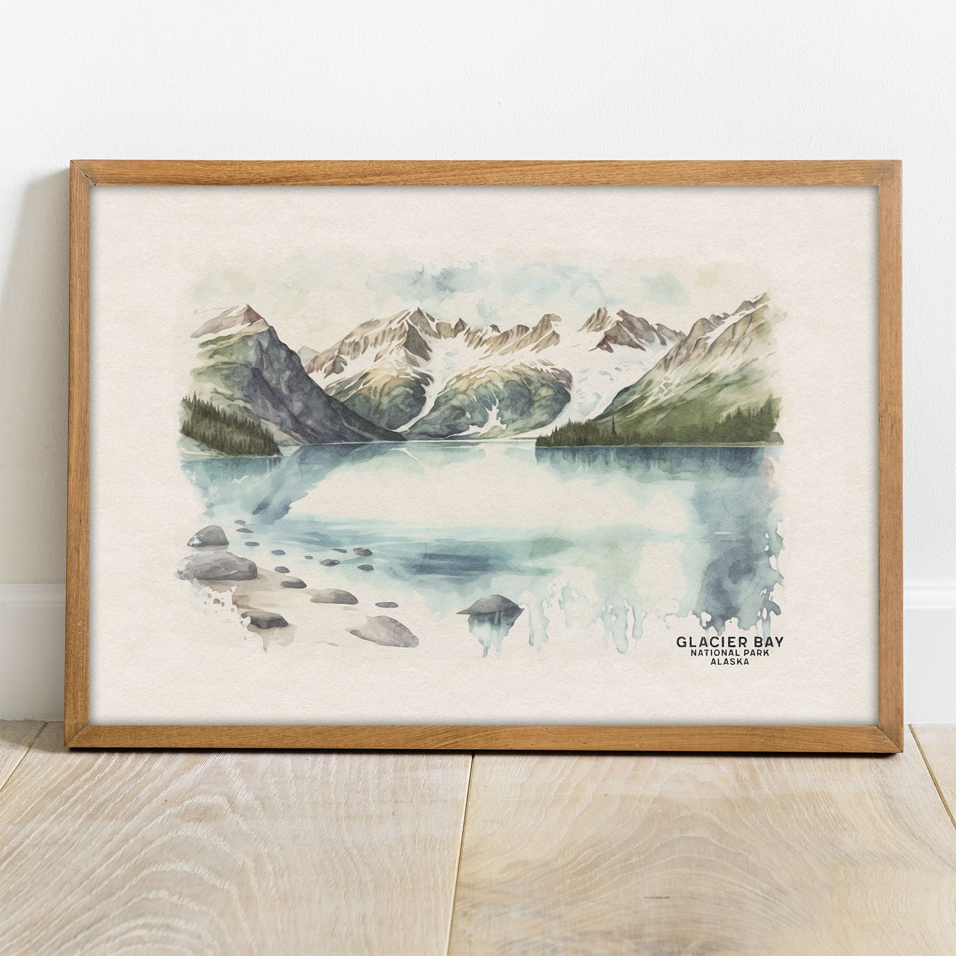 Glacier Bay National Park Poster Framed Art, Gallery Wall Set, Watercolor Painting Travel Art, Woodland Nursery Decor, Whale Watching Gift