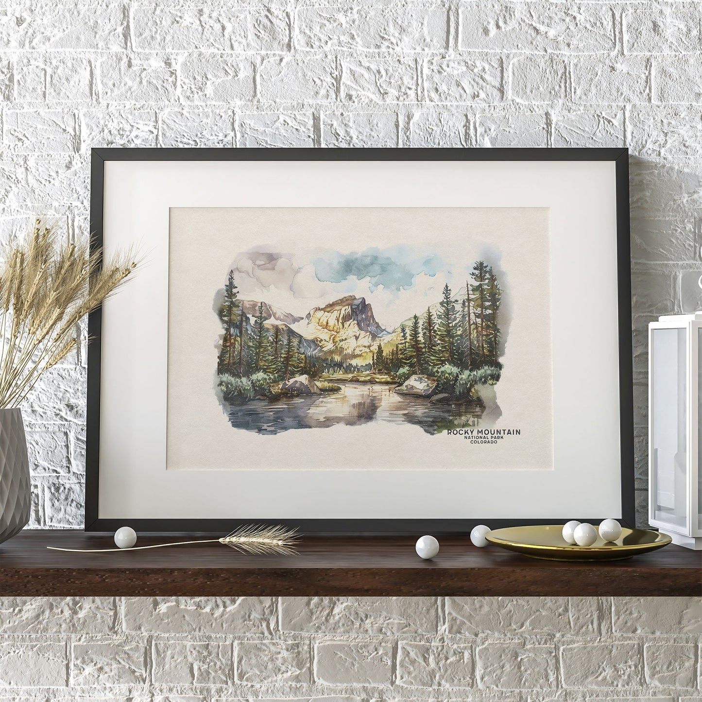 Rocky Mountain National Park Poster, Colorado Wall Art, Colorado Gifts, Mountain Painting, Mountain Wall Art, Woodland Nursery