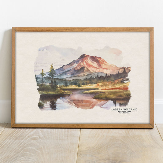 Lassen Volcanic National Park Wall Art, Watercolor Gallery Wall Set, Vintage Travel Poster for Woodland Nursery or Retro Wall Decor