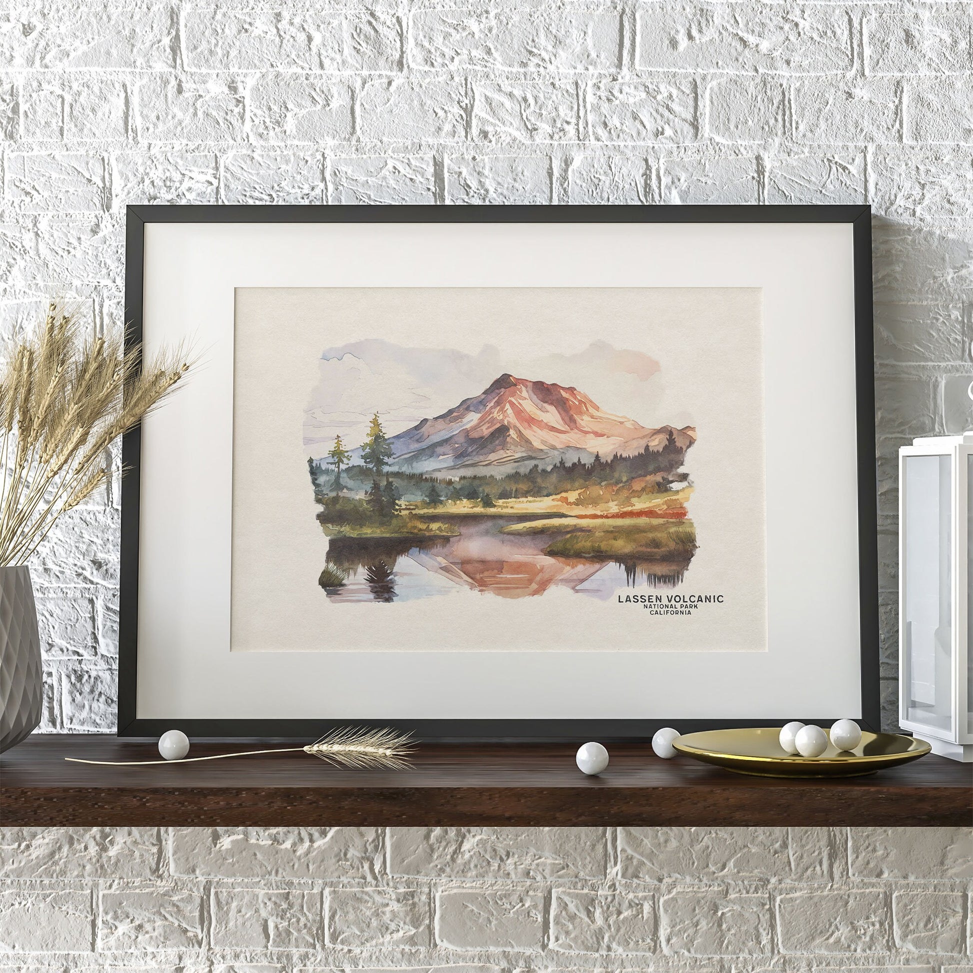 Lassen Volcanic National Park Wall Art, Watercolor Gallery Wall Set, Vintage Travel Poster for Woodland Nursery or Retro Wall Decor