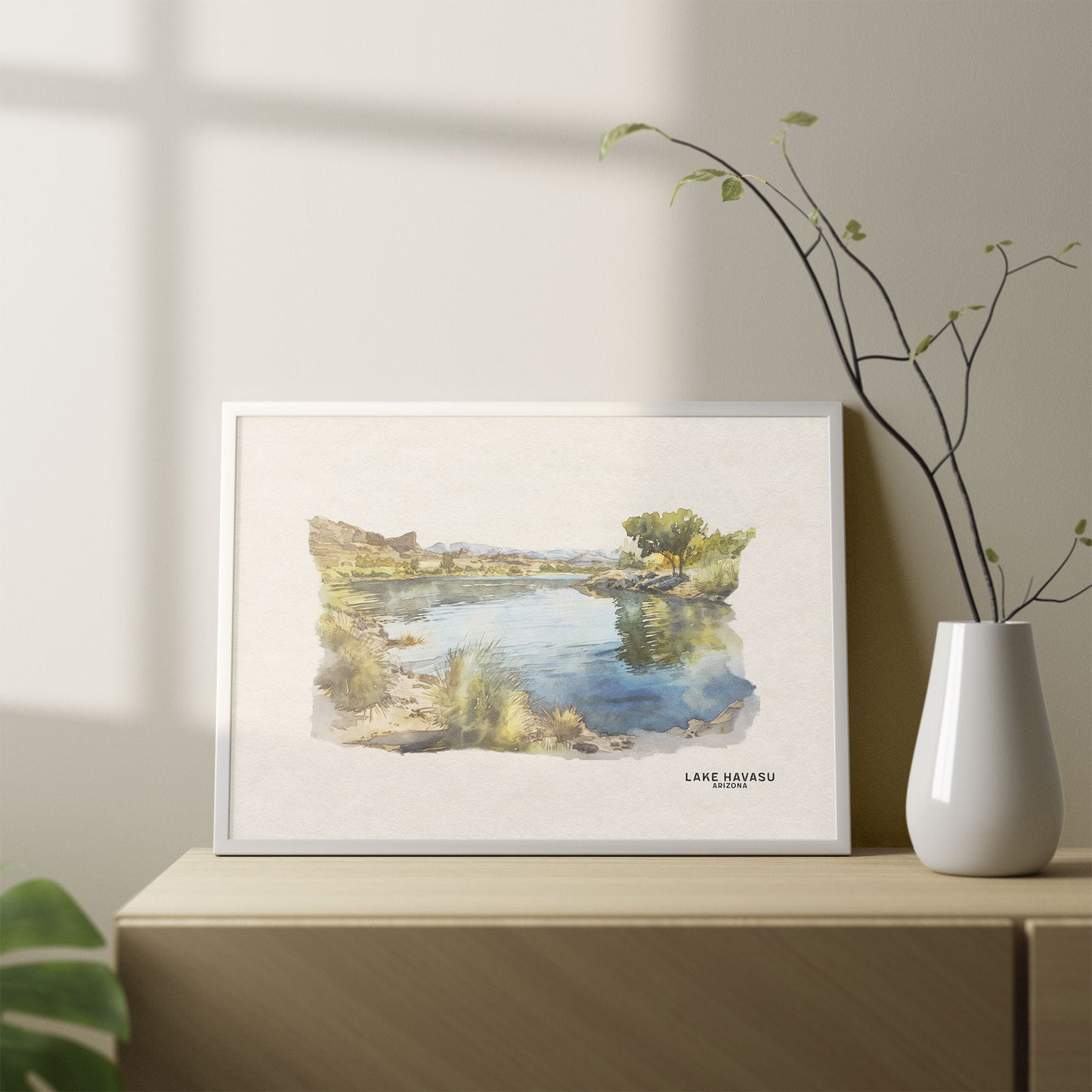 Lake Havasu Watercolor Art Print, Perfect for Housewarming Gift, Framed Art Gallery Wall Set, Woodland Nursery, & Lake House Decor, Arizona