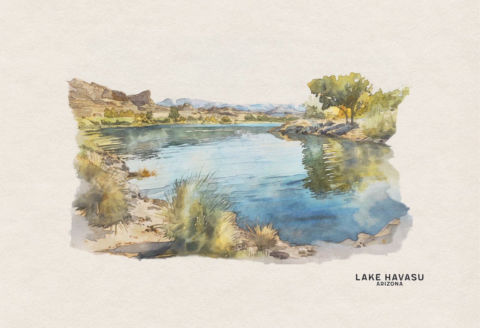 Lake Havasu Watercolor Art Print, Perfect for Housewarming Gift, Framed Art Gallery Wall Set, Woodland Nursery, & Lake House Decor, Arizona