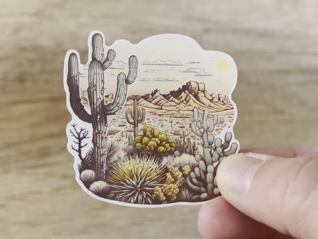 Desert Sticker, Cactus Sticker, Desert Landscape, Outdoors Sticker, Sticker For Water Bottle, Western Sticker